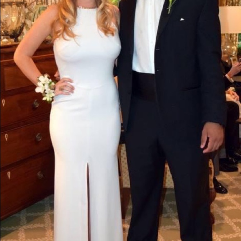 Backless White Aida by Nicole Bakti Prom Dress